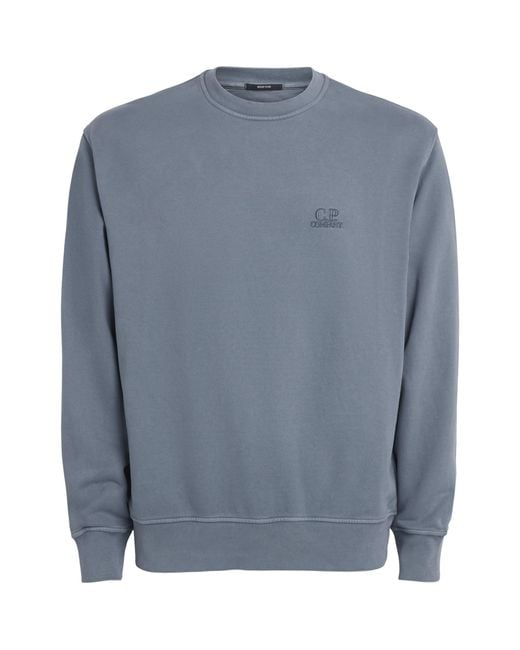 C P Company Blue Cotton Embroidered Logo Sweatshirt for men
