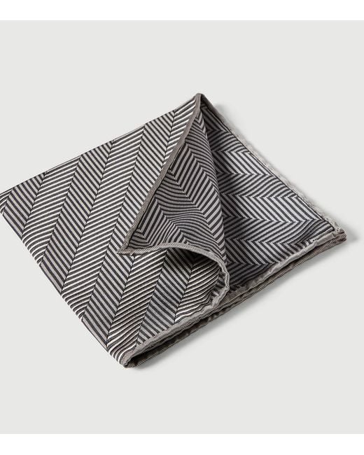 Brunello Cucinelli Black Silk Chevron Pocket Square for men