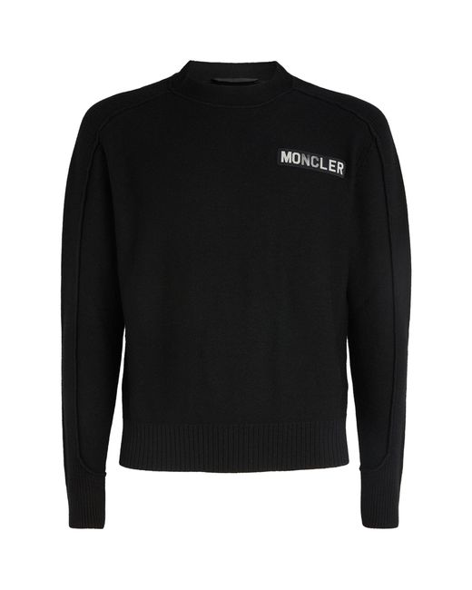 Moncler Black Virgin Wool Logo Sweater for men