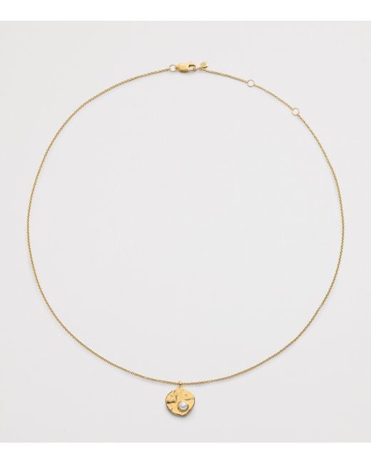 Monica Vinader Metallic Vermeil And Pearl Capri Disc Necklace