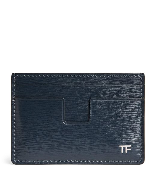 Tom Ford Blue Leather T-Line Card Holder for men