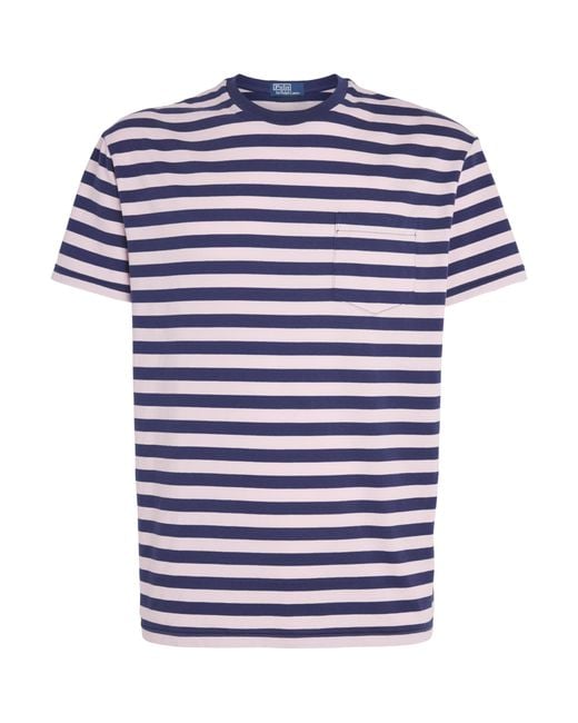 Polo Ralph Lauren Blue Cotton Stripe Classic Fit T-Shirt for men
