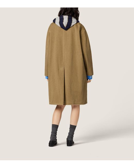 Miu Miu Natural Gabardine Hooded Trench Coat