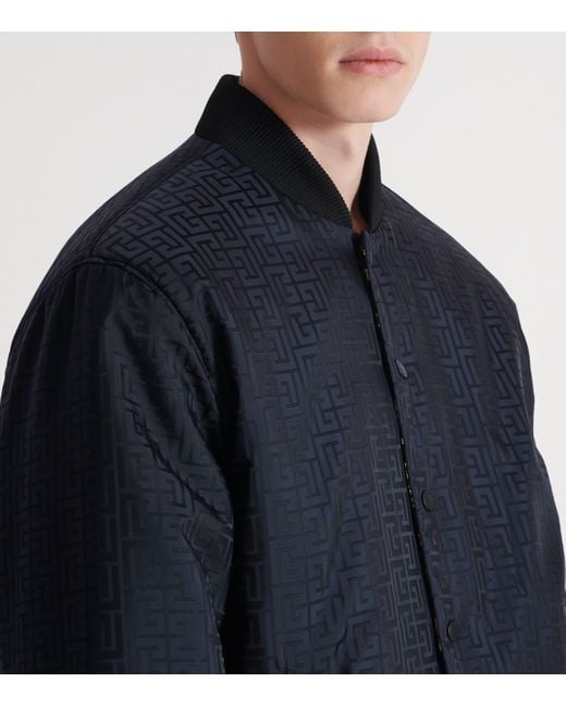 Balmain Gray Silk Reversible Chain Bomber Jacket for men
