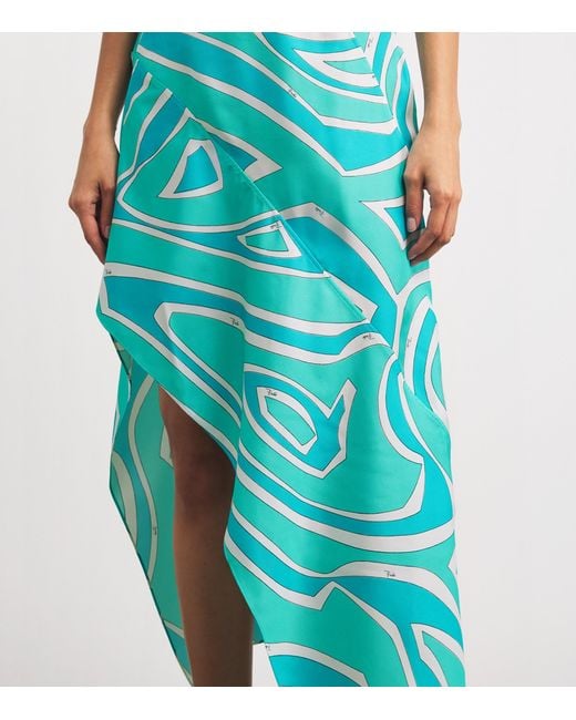 Emilio Pucci Blue Silk Labirinto Print Midi Dress