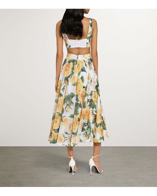 Dolce & Gabbana Metallic Sequinned Floral Midi Skirt