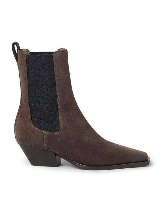 Brunello Cucinelli Brown Suede Chelsea Boots 50