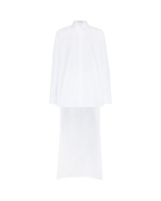 Alaïa White Cotton Poplin Asymmetric Shirt