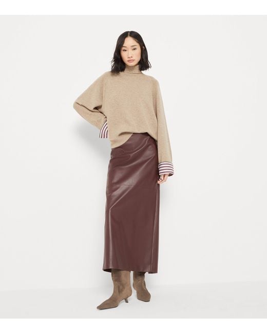 Brunello Cucinelli Purple Nappa Leather Column Maxi Skirt