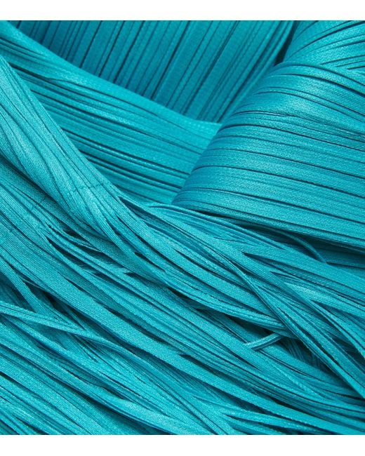 Pleats Please Issey Miyake Blue Wave Wide-Leg Trousers