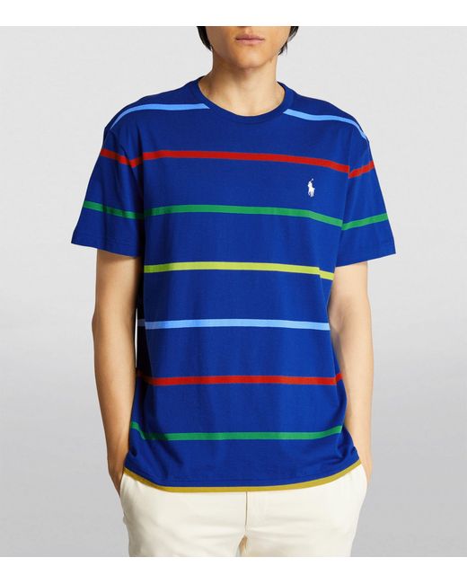 Polo Ralph Lauren Blue Pima Cotton Striped T-shirt for men