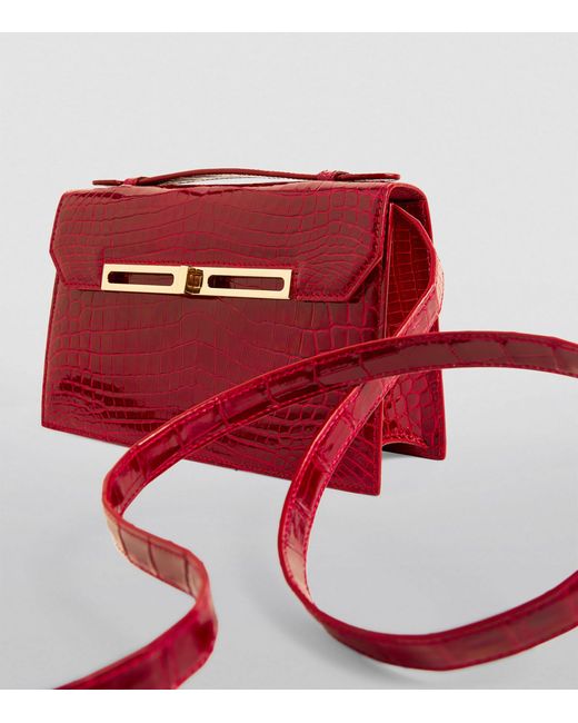 llora Red Crocodile Emma Top-handle Bag