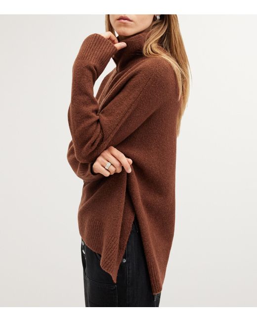 AllSaints Brown Lock Rollneck Sweater