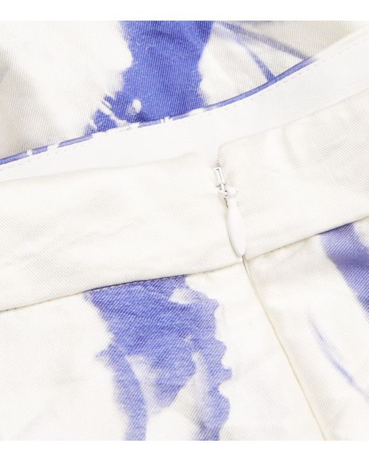 Erdem White Satin Floral Midi Skirt