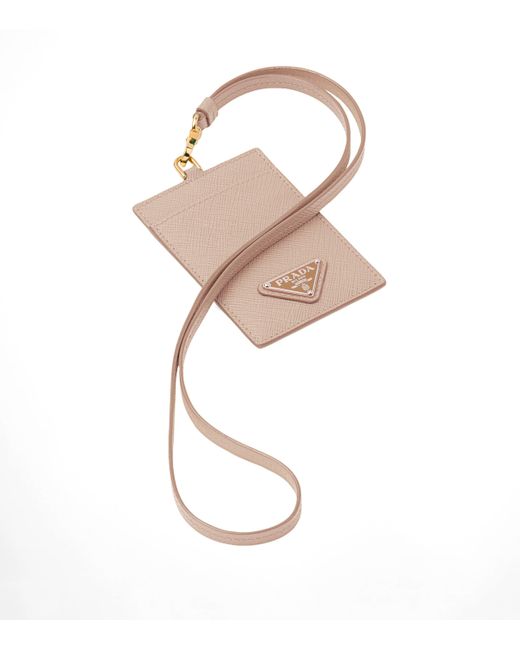 Prada White Saffiano Leather Badge Holder