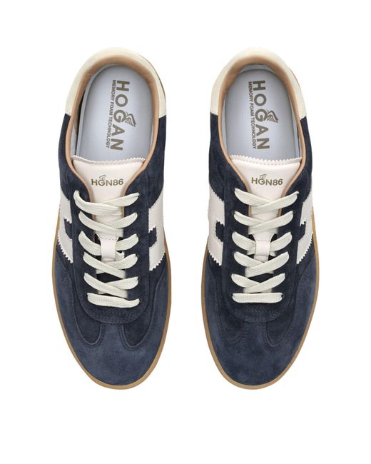 Hogan Blue Vy Cool Monogram-embellished Suede Low-top Trainers for men