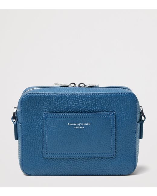 Aspinal Blue Leather A Camera Bag