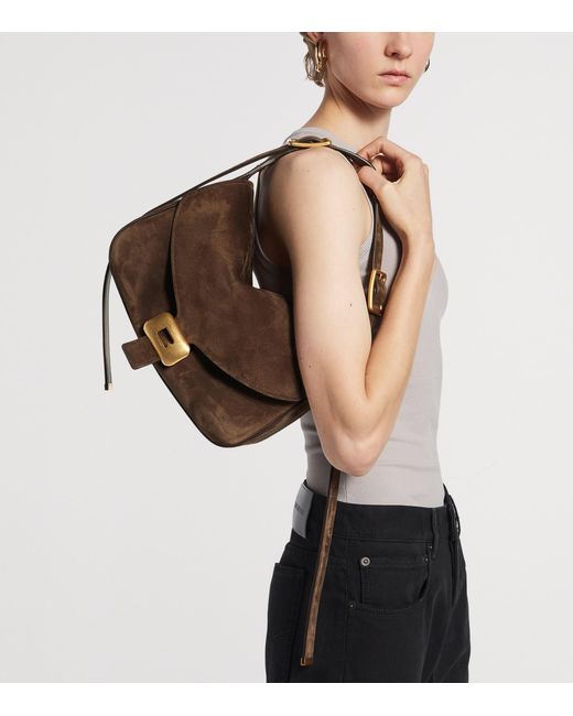 Balenciaga Brown Suede Clicca Shoulder Bag