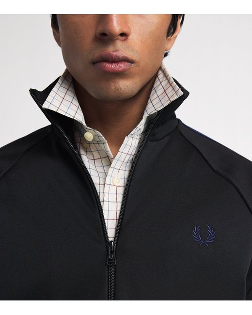 Fred Perry Black Contrast-Tape Track Jacket for men