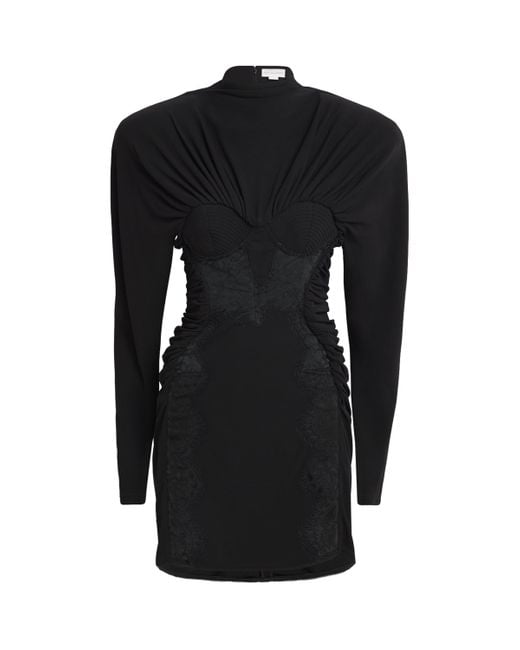 Stella McCartney Lace-Detail Mini Dress in Black | Lyst
