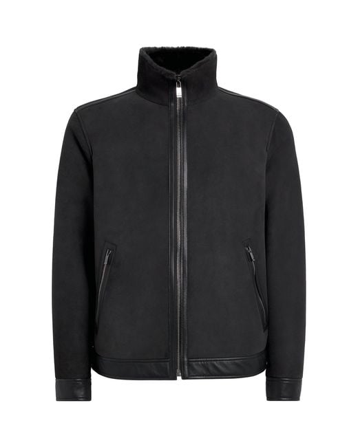 Pal Zileri Black Suede Shearling Bomber Jacket for men
