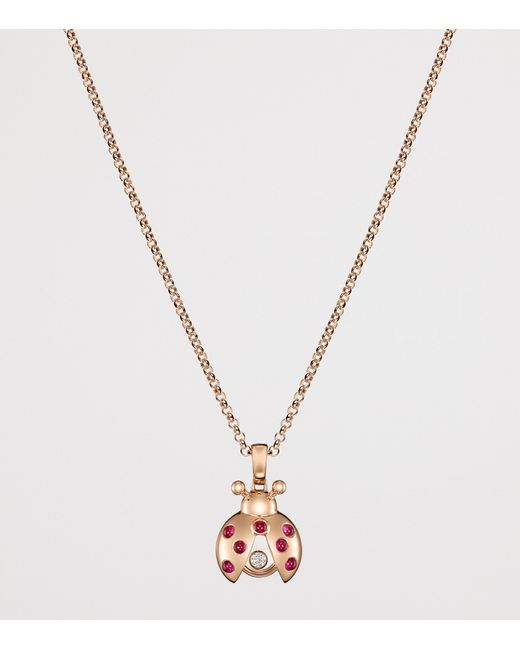 Chopard Metallic Diamond And Ruby Happy Diamonds Ladybird Necklace