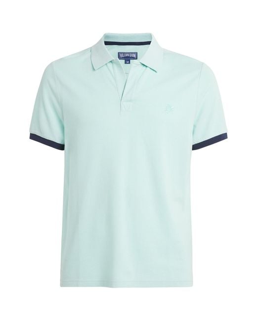 Vilebrequin Blue Organic Cotton Palatin Polo Shirt for men