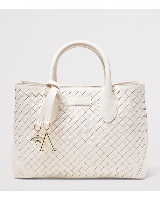 Aspinal Natural Medium Woven Leather London Tote Bag