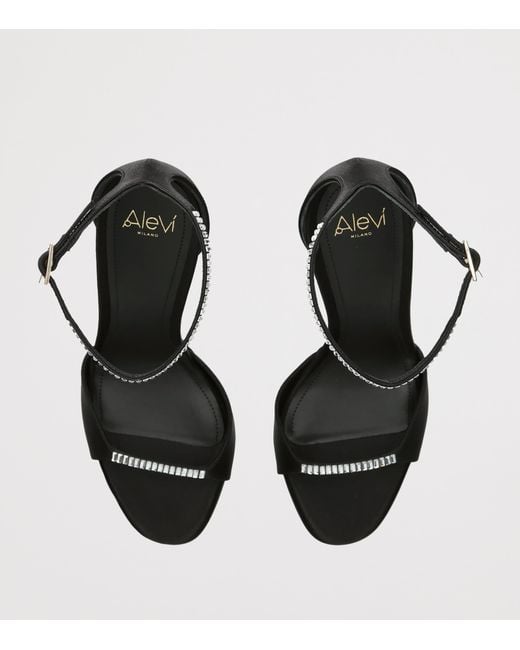 ALEVI Black Satin Ninel Xtal Heeled Sandals 110