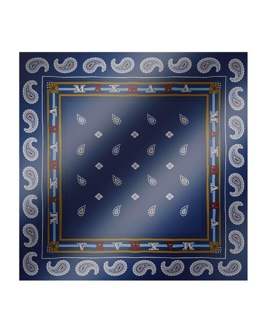 Max Mara Blue Silk Printed Scarf