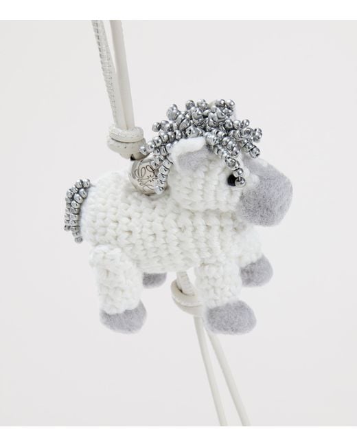 Loewe White Felt Horse Bag Charm