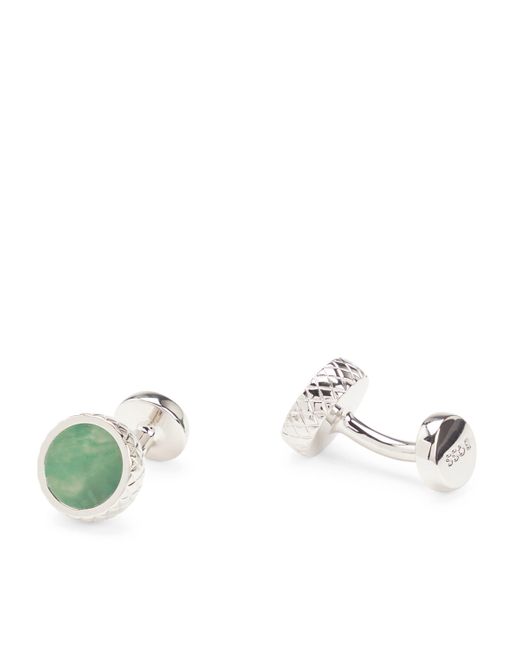Boss Metallic Jade-Insert Cufflinks for men