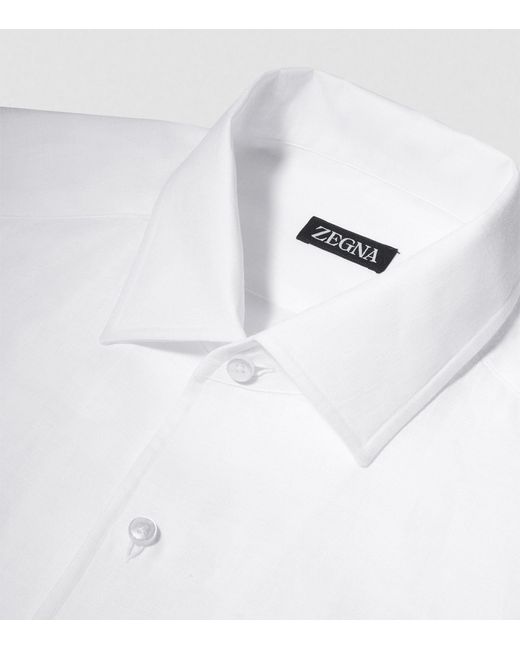 Zegna White Linen Long-sleeve Shirt for men