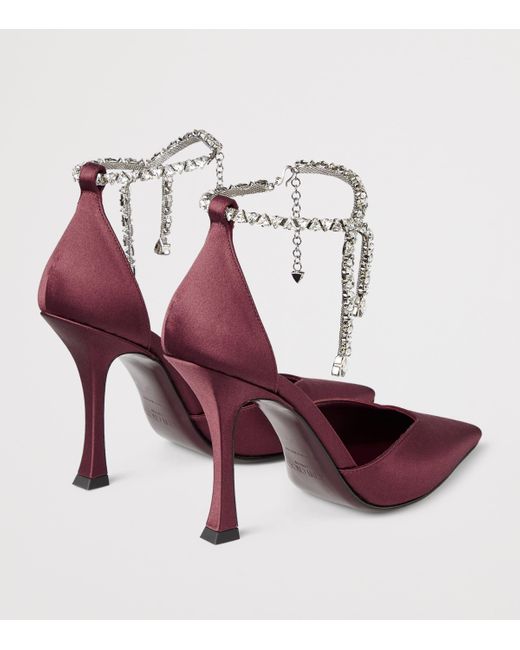 Jimmy Choo Purple Stevie 100 Satin Pumps