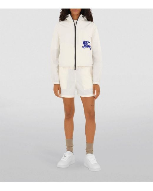 Burberry White Cropped Hooded Jacket