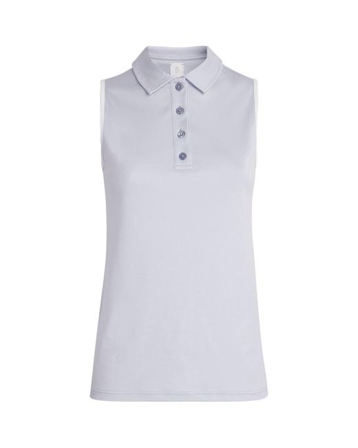 Eleventy White Cotton Sleeveless Polo Shirt