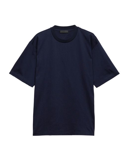 Prada Blue Cotton Conceptual Triangle T-Shirt for men