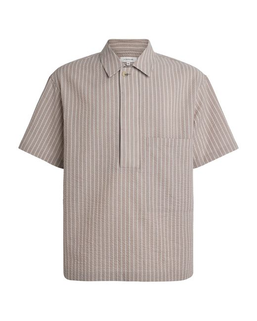 LE17SEPTEMBRE Gray Cotton-Blend Seersucker Stripe Shirt for men