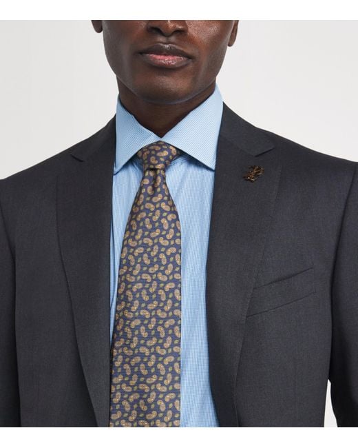 Corneliani Blue Patterned Formal Shirt for men