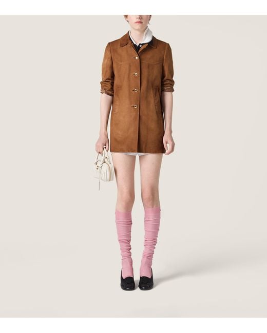 Miu Miu Brown Waxed Suede Coat