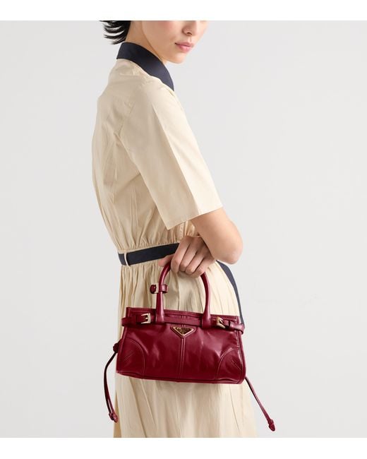 Prada Red Mini Leather Bonnie Top-Handle Bag