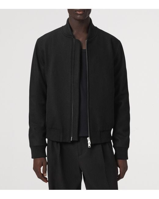 AllSaints Black Wool-Blend Deceit Bomber Jacket for men