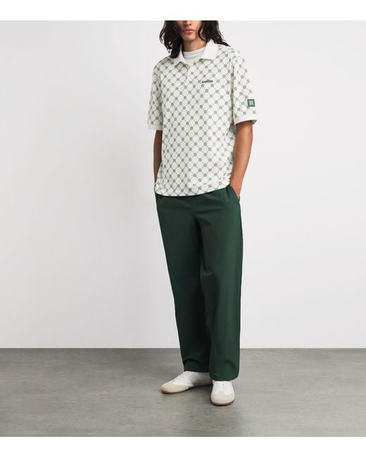 Manors White Piqué Monogram Goat Polo Shirt for men