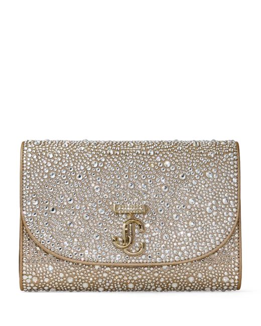 Jimmy Choo Metallic Crystal-Embellished Curve Clutch Bag