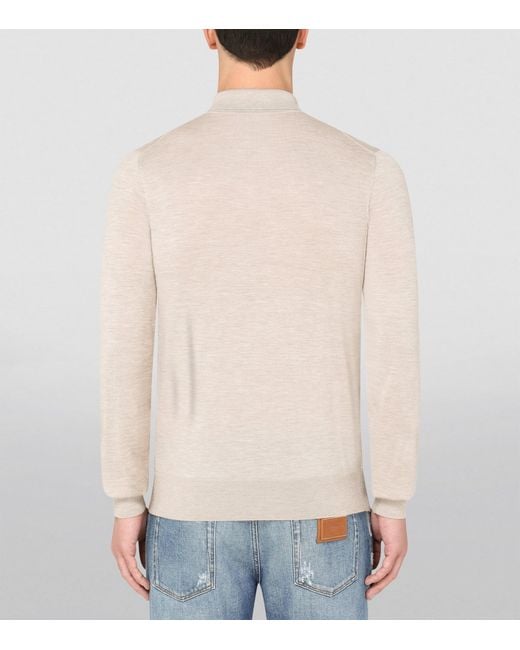 Dolce & Gabbana White Cashmere Polo-Style Sweater for men