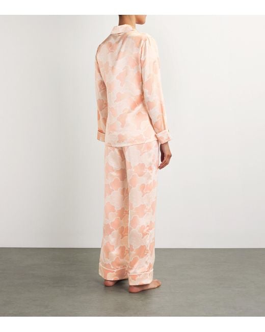 Olivia Von Halle Pink Silk Lila Icarus Cloud Pyjama Set