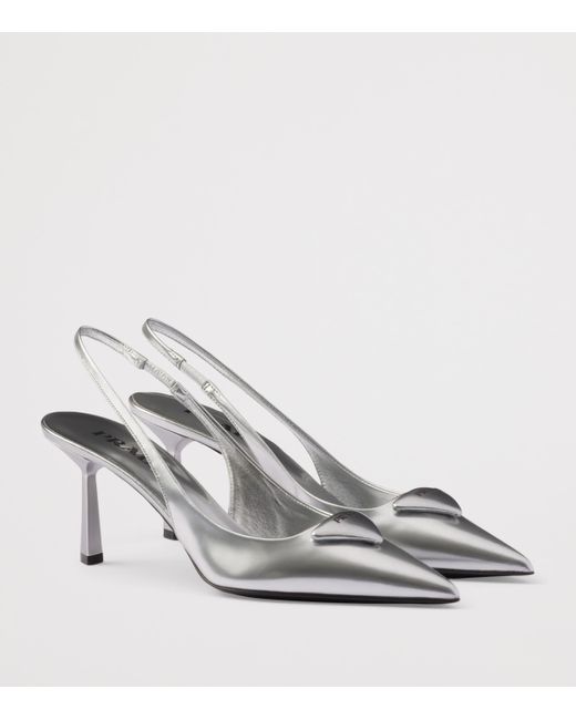 Prada White Leather Slingback Pumps 75