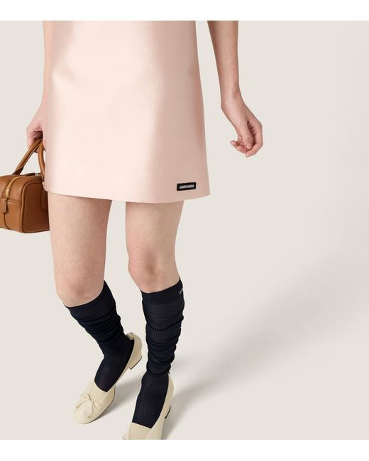 Miu Miu Pink Silk-Wool Mini Dress