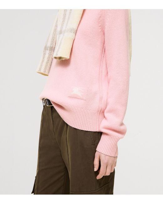 Burberry Pink Cashmere Crew-Neck Sweater