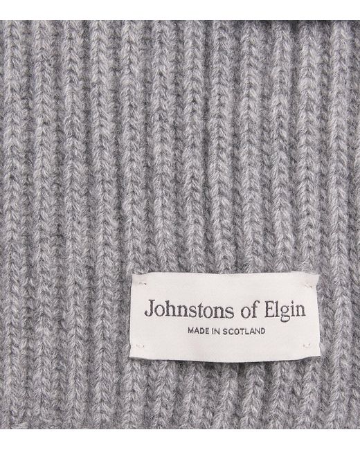 Johnstons Gray Cashmere Lovat Ribbed Scarf for men
